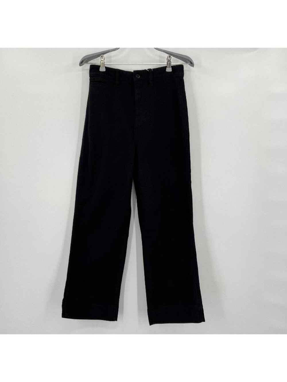 Quince Women's Black Stretch Cotton Twill Wide-Leg Crop Pants sz 28 NWT